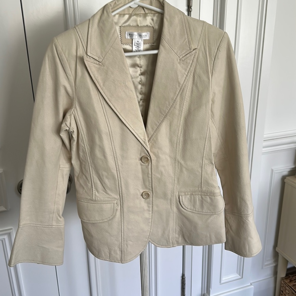 White House cream color leather jacket .. size M